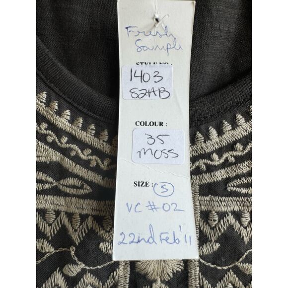 Chaudry Tank Top NWT Small Embroidered Sleeveless Chocolate Brown Made in India - Picture 4 of 8